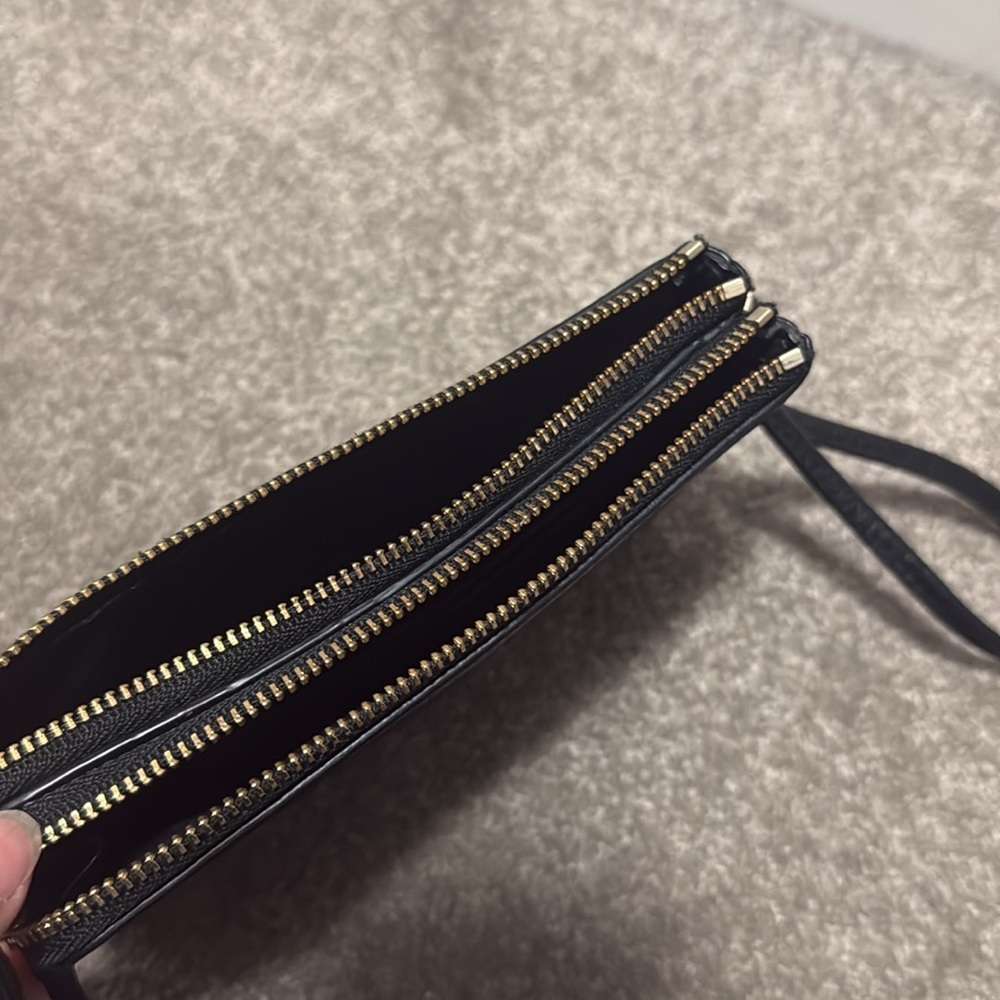 Coach Black Leather Wallet Purse Wristlet Dual Zipper - Picture 4 of 5